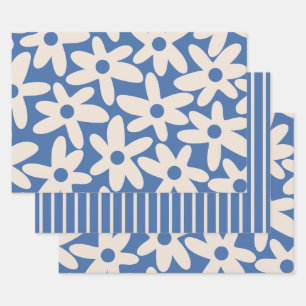 Feuille De Papier Cadeau Fleurs et rayures mignonnes Simple Moderne Motif B