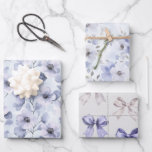 Feuille De Papier Cadeau Fleurs et vaches pourpres<br><div class="desc">Jolie Fleurs violettes et arcs de douche nuptiale mariage anniversaire</div>