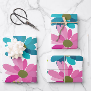 Feuille De Papier Cadeau Fleurs Fleurs Colorées