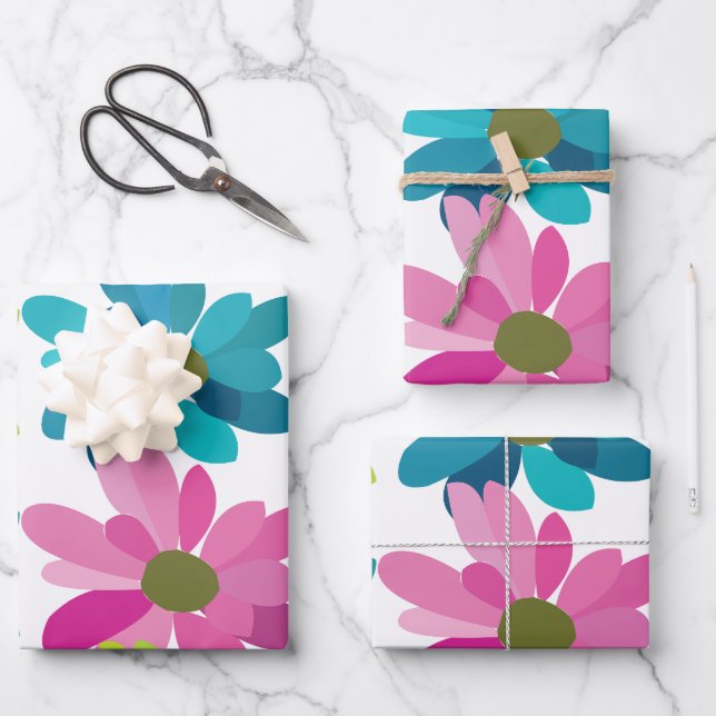 Feuille De Papier Cadeau Fleurs Fleurs Colorées (Recto)