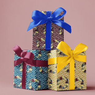 Feuille De Papier Cadeau Fleurs florales hiver de la couronne