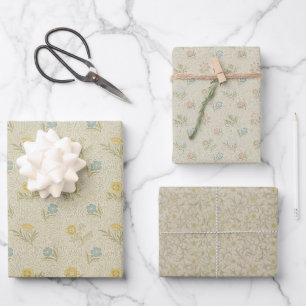Feuille De Papier Cadeau Fleurs minuscules en poudre Floral Morris Vintage 