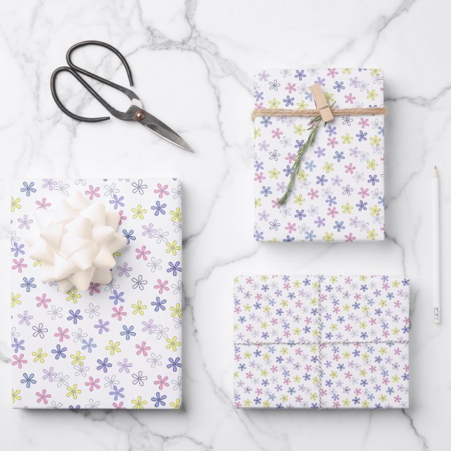 Feuille De Papier Cadeau Fleurs pastel (Recto)