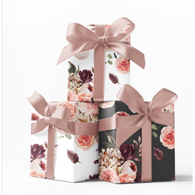 Feuille De Papier Cadeau Fleurs Pastel Modernes & Cadeau Personnalisé Kraft (Créateur téléchargé)