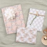 Feuille De Papier Cadeau Fleurs pastel rose mariage élégant<br><div class="desc">Un trio de dessins pour ce cadeau spécial. Cet ensemble comprend trois dessins floraux.  Voir notre gamme complète de produits d'emballage cadeau dans notre magasin Zazzle.</div>