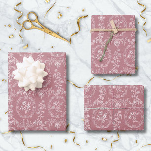 Feuille De Papier Cadeau Fleurs Rococo Vintage Motif Floral