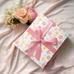 Feuille De Papier Cadeau Fleurs roses Anniversaire Baby shower Pastel Cute