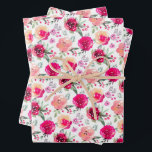 Feuille De Papier Cadeau Fleurs roses aquarelle<br><div class="desc">Fleurs vibrantes dans des nuances de rose pâle,  rose vif,  fuchsia jusqu'à marsala sur fond blanc,  ces feuilles de papier cadeau sont amusantes pour offrir des cadeaux à toutes occasions. ARTICLES assortis dans notre magasin.</div>