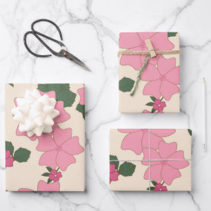 Feuille De Papier Cadeau Fleurs Roses, Motif Floral, Motif De Fleurs