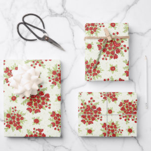 Feuille De Papier Cadeau Fleurs rouges Printemps floral