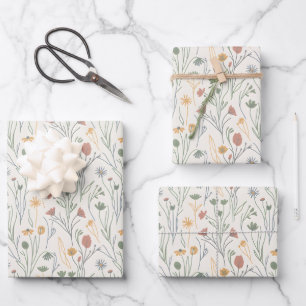 Feuille De Papier Cadeau Fleurs sauvages abstraites minimalistes Meadowcore