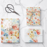 Feuille De Papier Cadeau Fleurs sauvages bohèmes élégantes et colorées<br><div class="desc">De belles feuilles de papier cadeau avec un superbe motif de fleurs romantiques à l'aquarelle. Des fleurs sauvages peintes à la main dans des tons pastel pêche, bleu bleuet, rose doux et doré chaud avec une grâce aérienne et sans effort. Chaque fleur est brossée avec une texture fine-art, capturant la...</div>