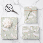 Feuille De Papier Cadeau Fleurs sauvages dorées dessinées à la main Modèle<br><div class="desc">Modèle de fleurs sauvages papier d'emballage vert sauge</div>