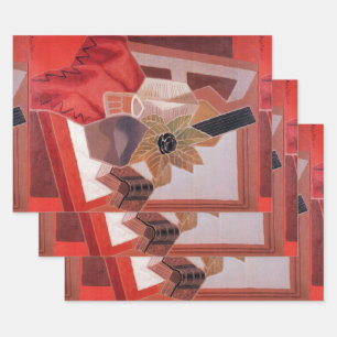 Feuille De Papier Cadeau Fleurs sur une table par Juan Gris, Cubisme vintag