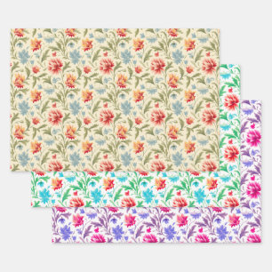 Feuille De Papier Cadeau Fleurs Vintage et Modernes
