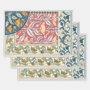 Feuille De Papier Cadeau Fleurs vintages florales Art Nouveau Pavot