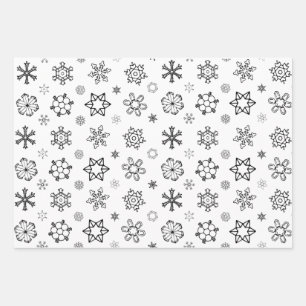 Feuille De Papier Cadeau Flocon de neige Noël [Gris blanc noir] Enveloppeme