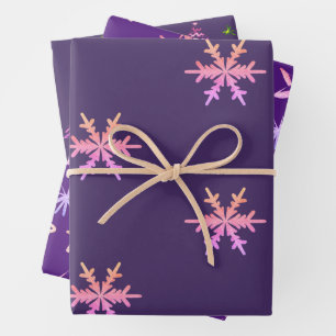 Feuille De Papier Cadeau Flocon de neige violet Noël Star Xmas Tree