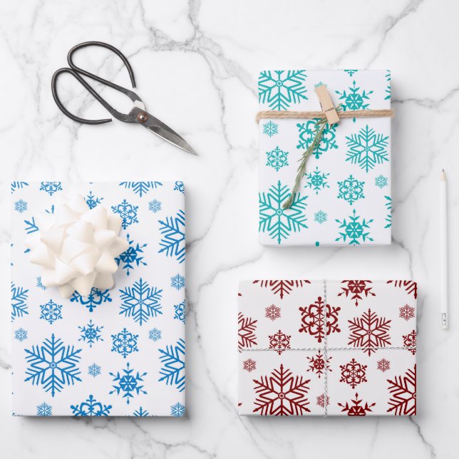 Feuille De Papier Cadeau Flocons de neige (Recto)
