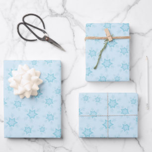 Feuille De Papier Cadeau Flocons de neige, Bleu glacé, Flocons de neige gla