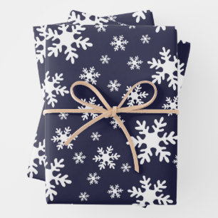 Feuille De Papier Cadeau Flocons de neige bleus Hiver Fêtes de Noël