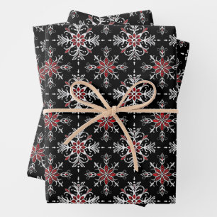 Feuille De Papier Cadeau Flocons de neige de Noël gothique effrayants