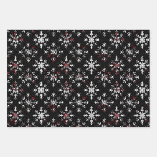 Feuille De Papier Cadeau Flocons de neige de Noël gothique effrayants