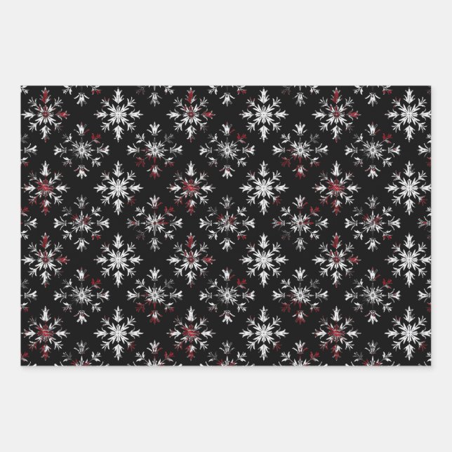 Feuille De Papier Cadeau Flocons de neige de Noël gothique effrayants (Devant)