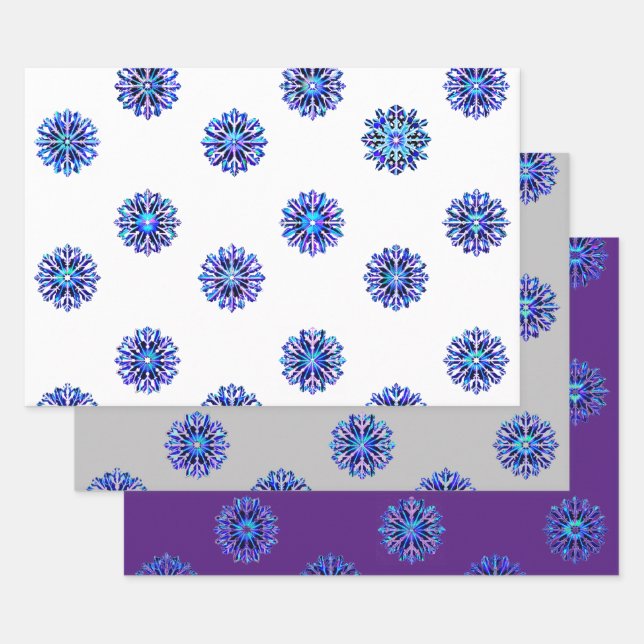 Feuille De Papier Cadeau Flocs de neige Iridescente Enveloppement cadeau Ha (Lot)