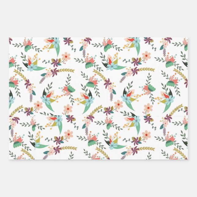 Feuille De Papier Cadeau Floral (Devant)