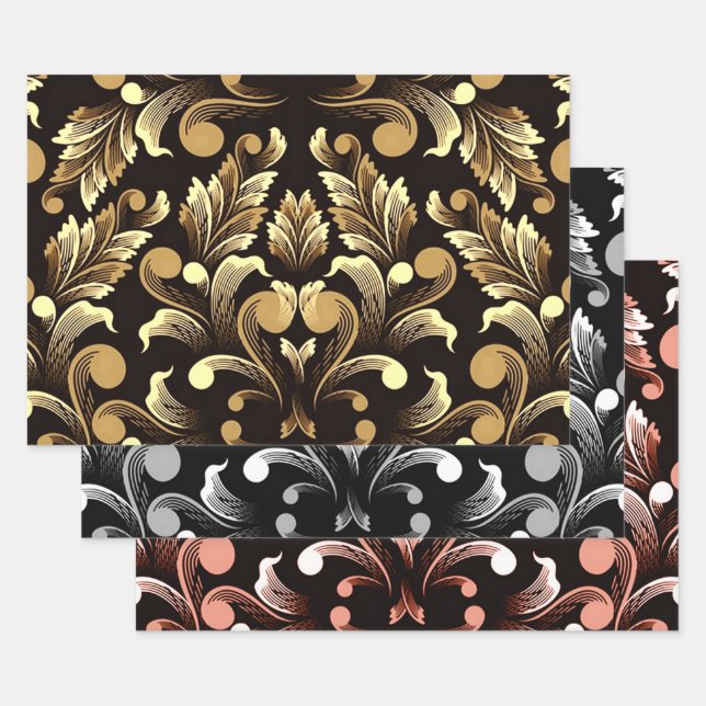 Feuille De Papier Cadeau Floral Abstrait moderne (Lot)