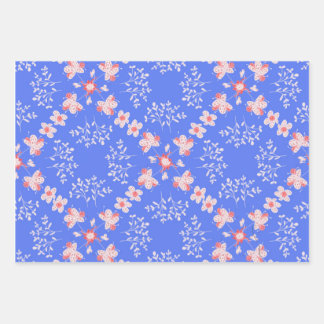 Feuille De Papier Cadeau Floral bleu pastel
