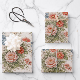 Feuille De Papier Cadeau Floral Blush Garden Heirloom Pattern