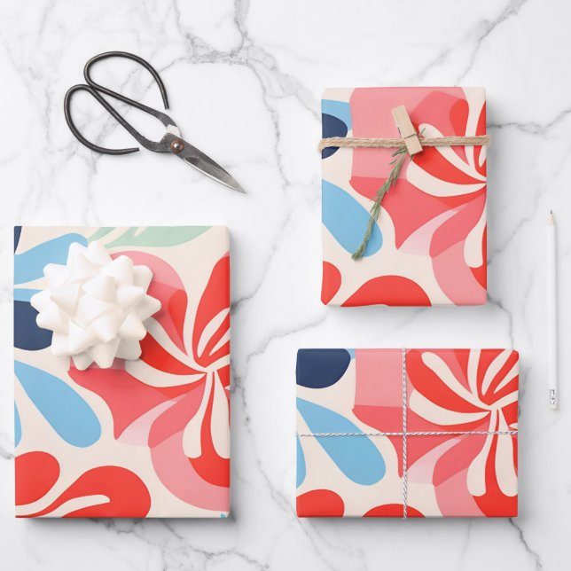 Feuille De Papier Cadeau Floral d'inspiration Matisse (Recto)