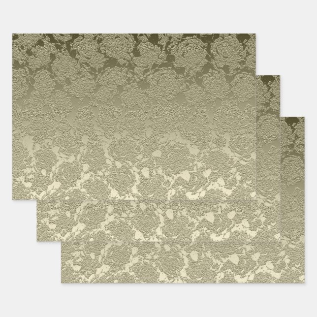 Feuille De Papier Cadeau Floral Elegant Sage Green Modern (Lot)