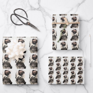 Feuille De Papier Cadeau Floral japanese geisha Sakura ink art - 