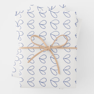 Feuille De Papier Cadeau Floral medley outline in blue