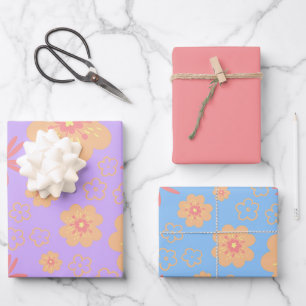 Feuille De Papier Cadeau Floral mou rétro et jolie rose pâle