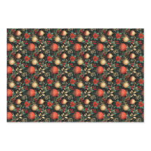 Floral Noël Chic Motif Rouge Vert Or