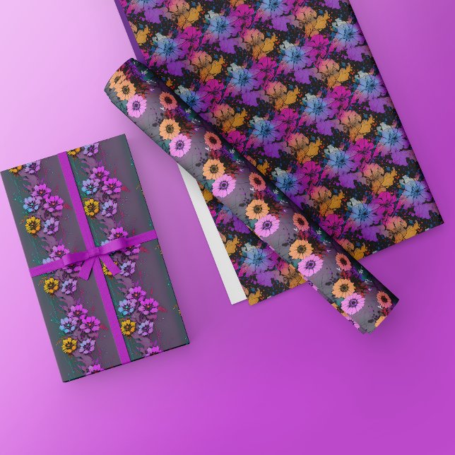 Feuille De Papier Cadeau Floral Wrapping Paper - Beautiful Abstract Flowers (Créateur téléchargé)