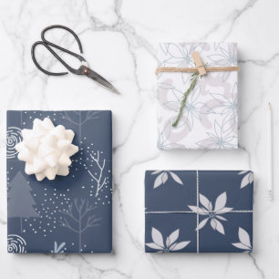 Feuille De Papier Cadeau floraux d'hiver motif de Noël