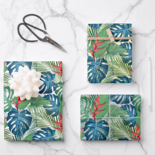 Feuille De Papier Cadeau Flore de verdure tropicale