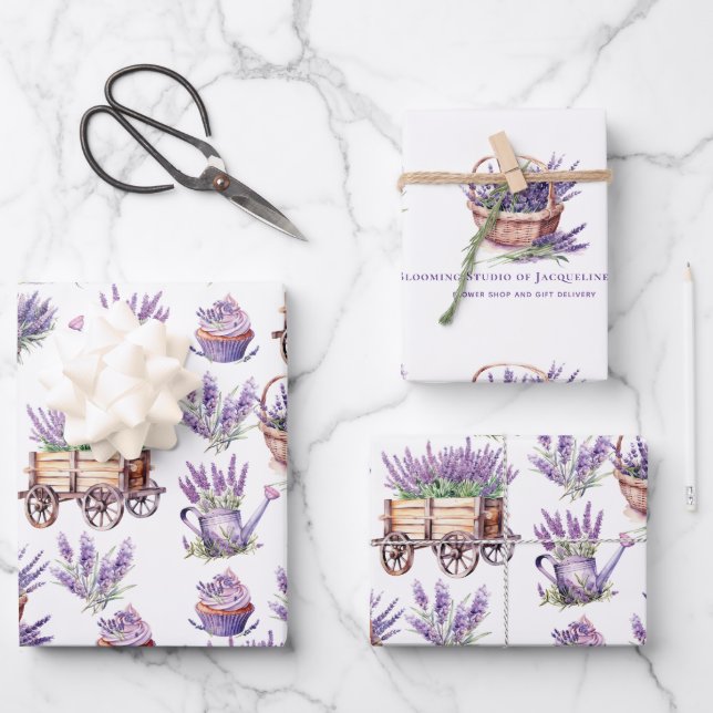 Feuille De Papier Cadeau Flower Shop Lavender Personnalisé (Recto)