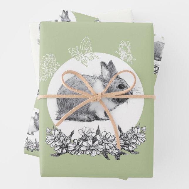 Feuille De Papier Cadeau Fluffy le lapin (En situation)