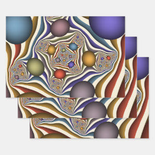 Feuille De Papier Cadeau Flying Up, Colorful, Modern, Art Fractal Abstrait