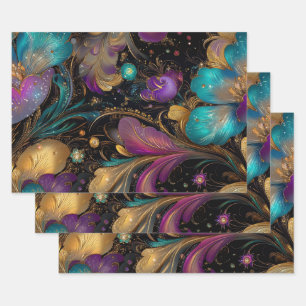 Feuille De Papier Cadeau Fond d'écran Fleurs Intriguées Violet