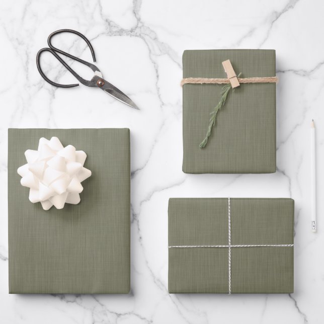 Feuille De Papier Cadeau Fond texturé vert olive calme et simple (Recto)