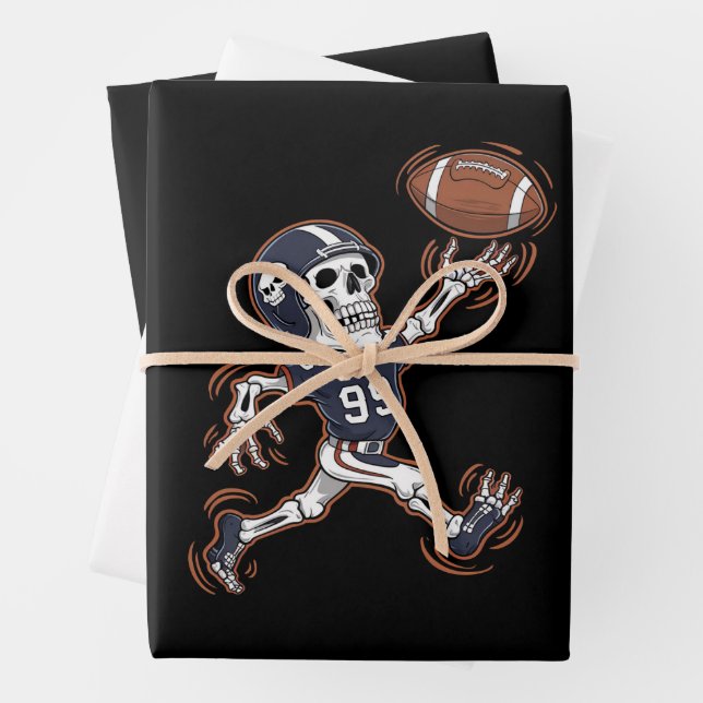 Feuille De Papier Cadeau Football américain Squelette Halloween Football (En situation)