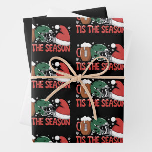 Feuille De Papier Cadeau Football de Noël C'est la Saison Sport Fête