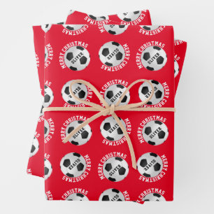Feuille De Papier Cadeau Football Enfants Nom Sports Joyeux Noël